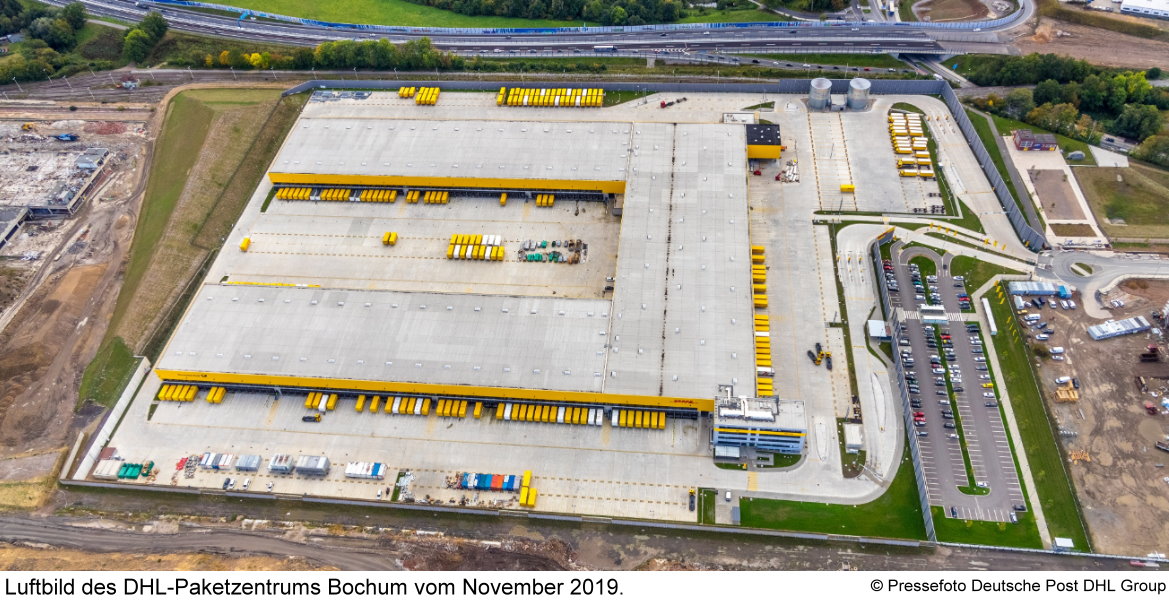 Luftbild vom DHL Paketzentrum Bochum