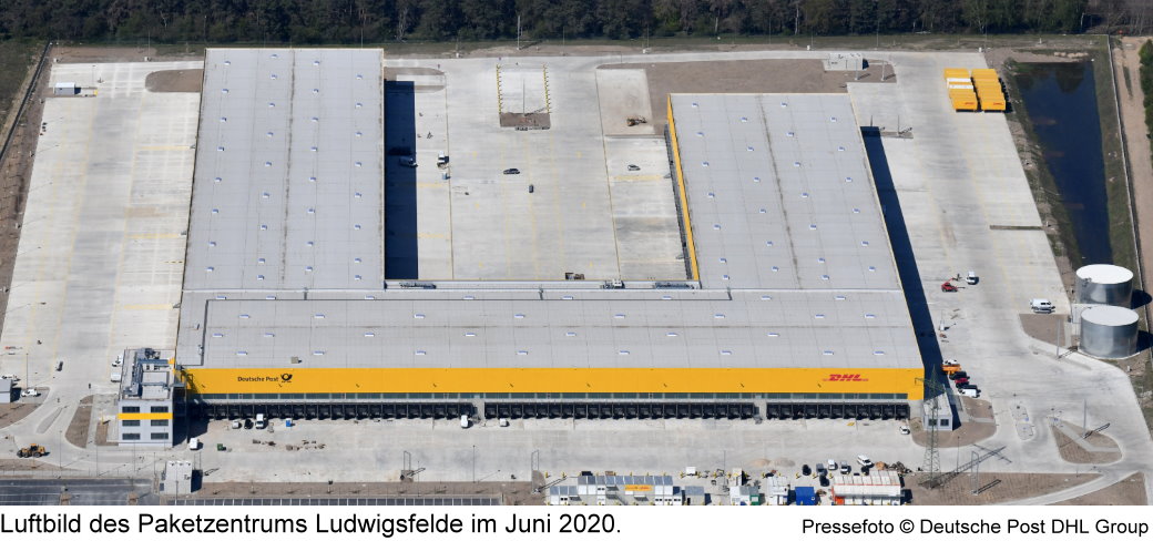 Luftbild des Paketzentrums Ludwigsfelde