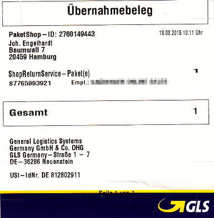 Das Paket ist im GLS PaketShop eingetroffen.